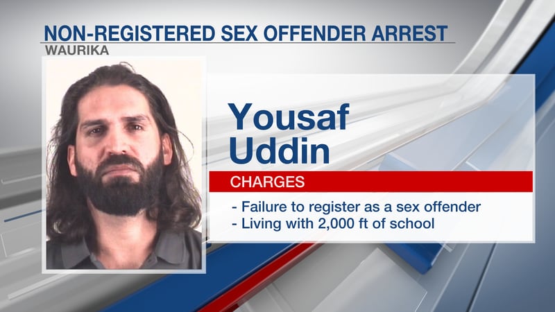 Authorities in Waurika say they arrested Uddin who they say was an unregistered sex offender...