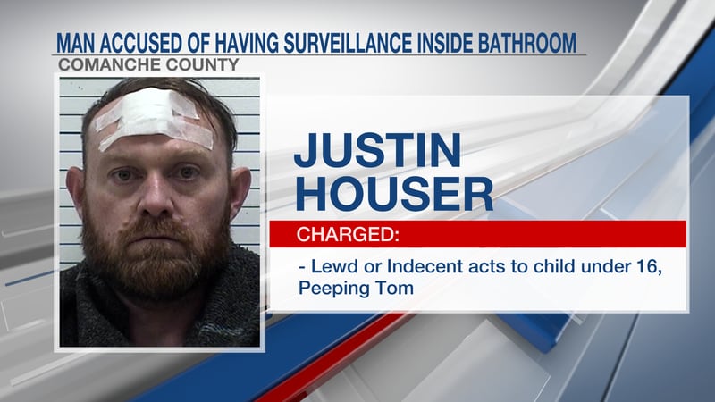 Houser faces charges of Peeping Tom and lewd or indecent acts with a child under 16.