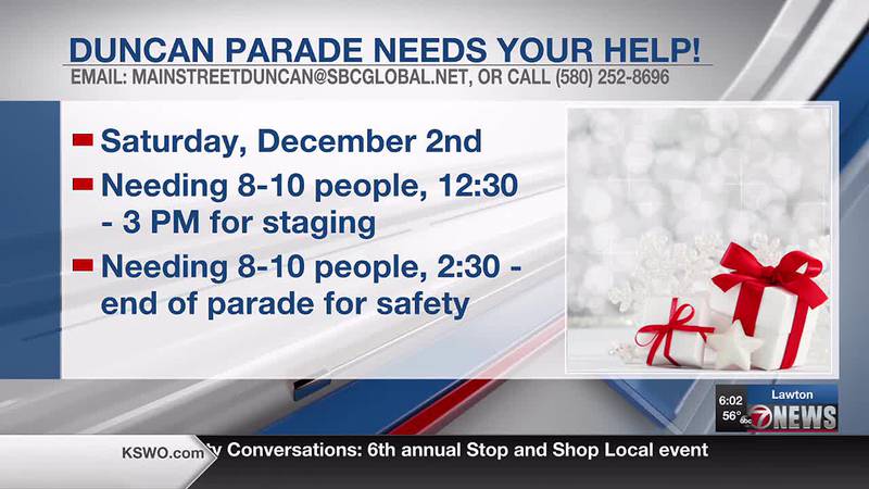 Main Street Duncan Incorporated said they’re asking for volunteers ahead of Duncan’s Christmas...